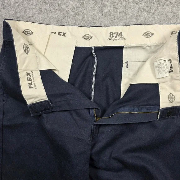 Dickies Pants Mens 32x28 Navy Straight Leg 874 Original Fit Flex Dark Wash - Picture 4 of 10